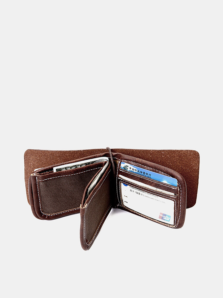 Men Vintage Card Holder Solid Short Wallet