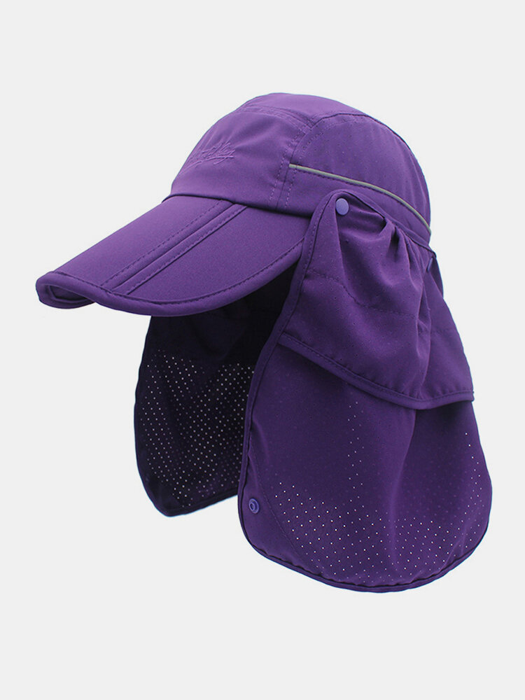 

Unisex Dual-use Wide Brim Summer Sunshade Neck UV Protection Breathable Detachable Visors Baseball Hat, Red;gray;khaki;purple;navy