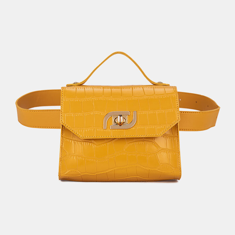

Women Multi-carry Alligator Waist Bag Handbag Sling Bag, Yellow