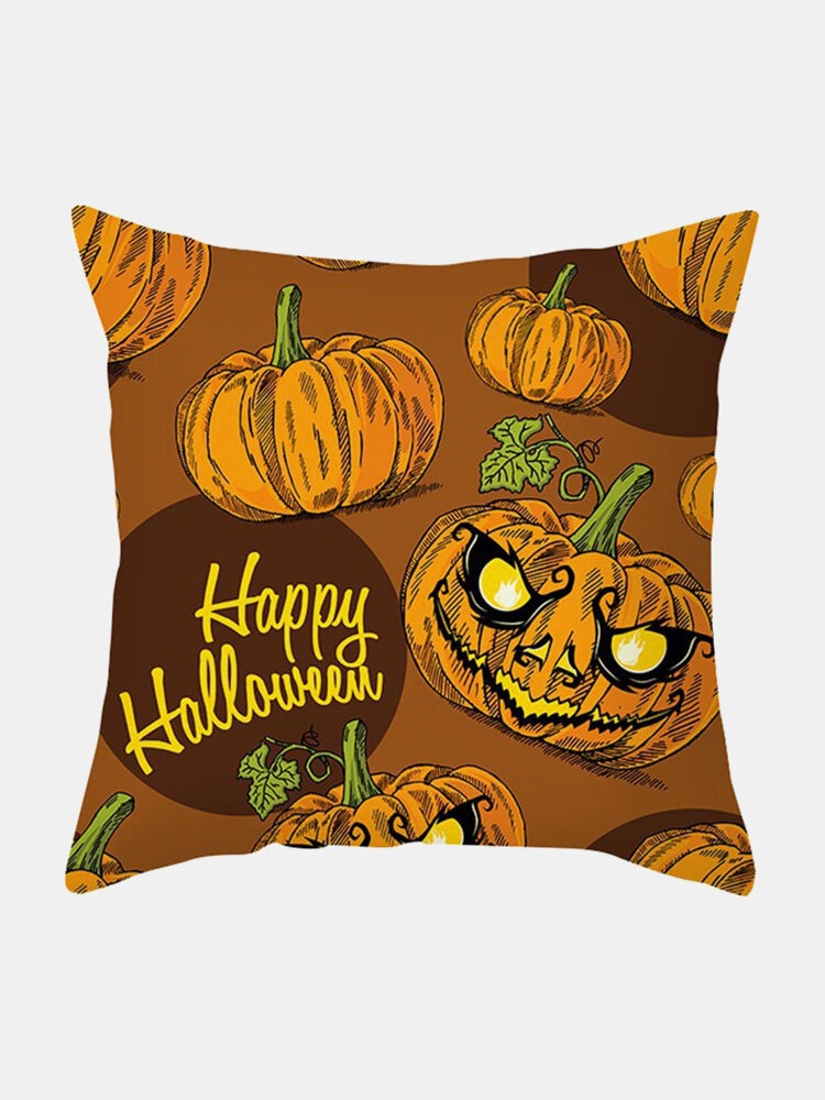 

1 PC Halloween Pillowcase Cushion Cover Throw Pillow Cover Without Filler Peach Skin Velvet Pumpkin Bat Cartoon Pattern