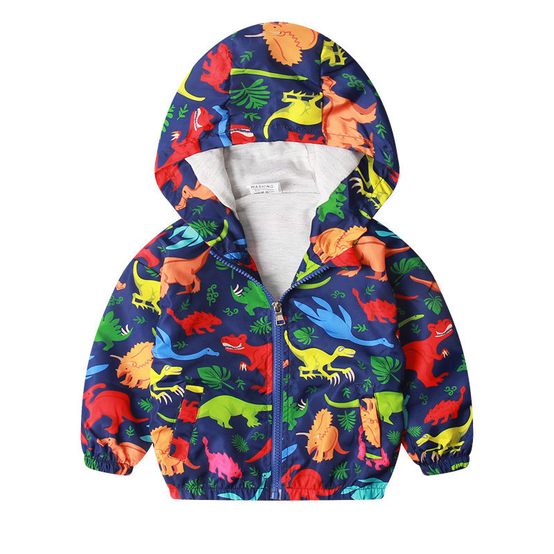 

Waterproof Dinosaur Print Boy Coats Kids Raincoat JacketFor 2Y-9Y, Navy blue