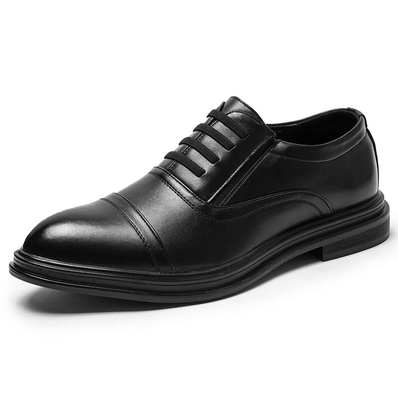 Men Cap Toe Pure Color Flat Lace Up Business Formal Shoes