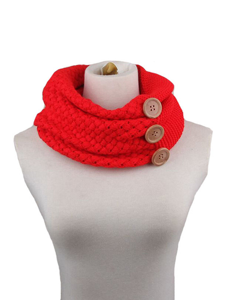 Womens Knitted Thick Multifunctional Multicolor Scarf Outdoor Fashion Warm Neck Button Scarves