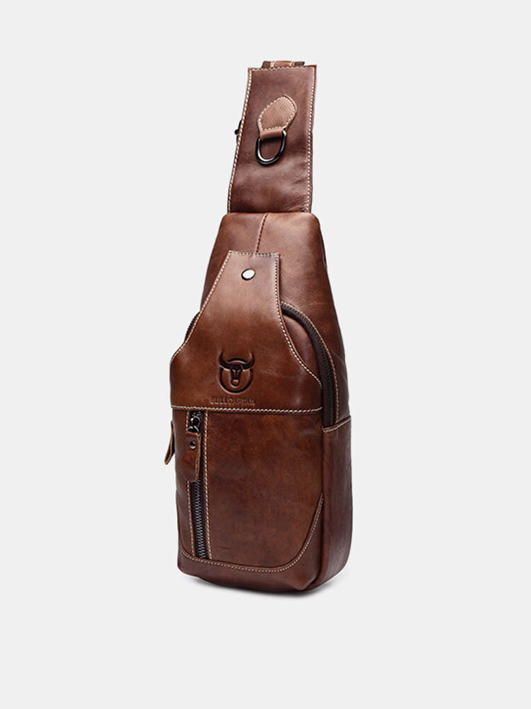 Bullcaptain Men Genuine Leather Business Casual Chest Bags Shoulder Crossbody Bag
