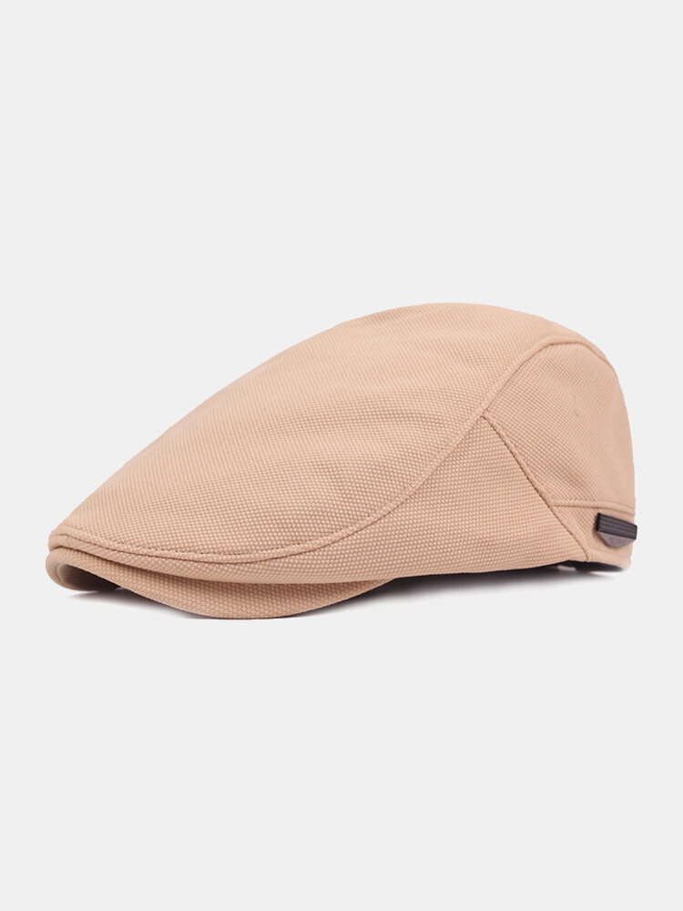 Men Cotton Linen Solid Color Iron Label Breathable Sunshade Casual Berets