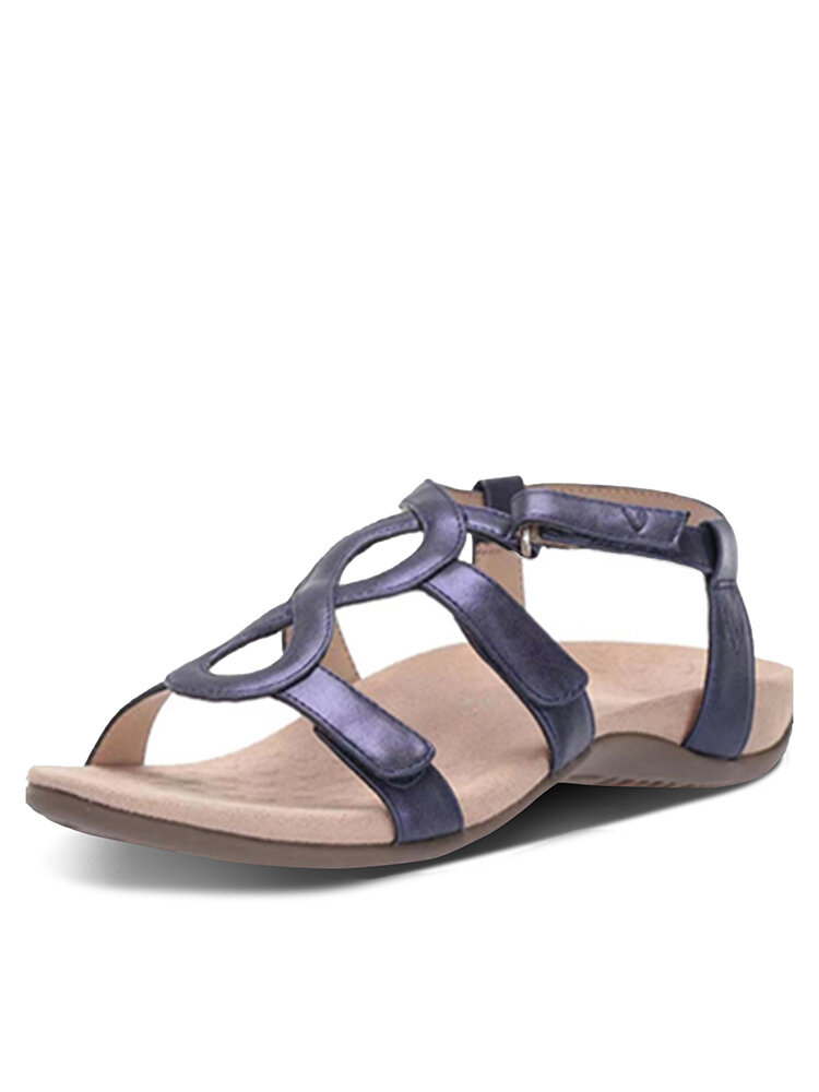 Summer Women's Flat Cross Stripe Casual Plus Size Beach Sandals