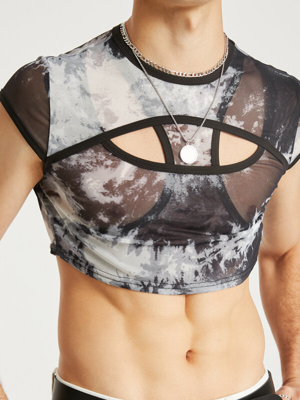 Découpe Criss-Cross See Through Crop Top Homme