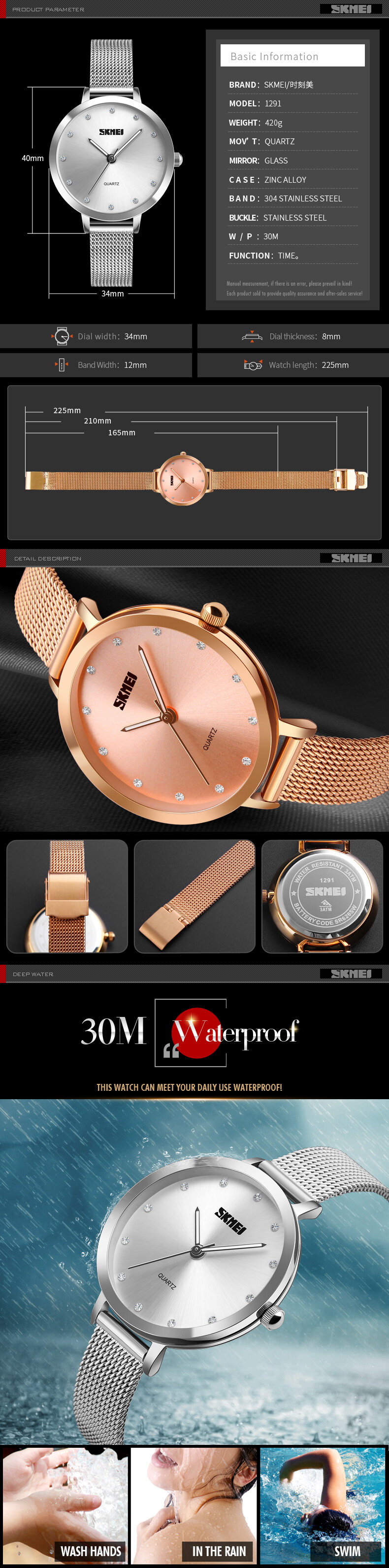 Casual Crystal Quartz Watches Ultra Thin Dial Full Steel Women Wrist Watch For Women