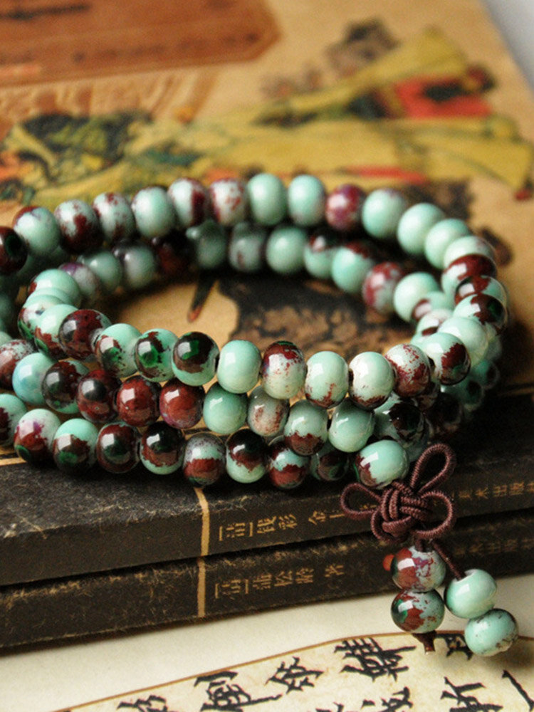 Ethnic Hand-woven Ceramic Beads Multi-layer Bracelet Geometric Irregular Ceramic Beads Bracelet