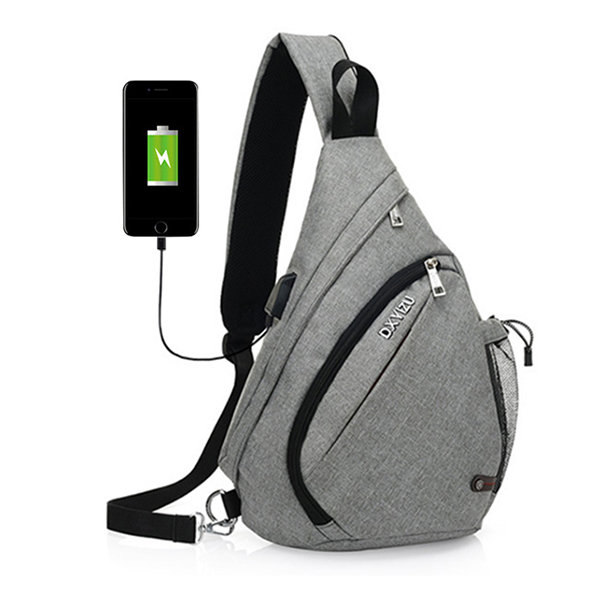 

Multi Pocket Dacron Chest Bag Casual USB Socket Crossbody Bag Sling Bag For Women Men, Blue;black;grey