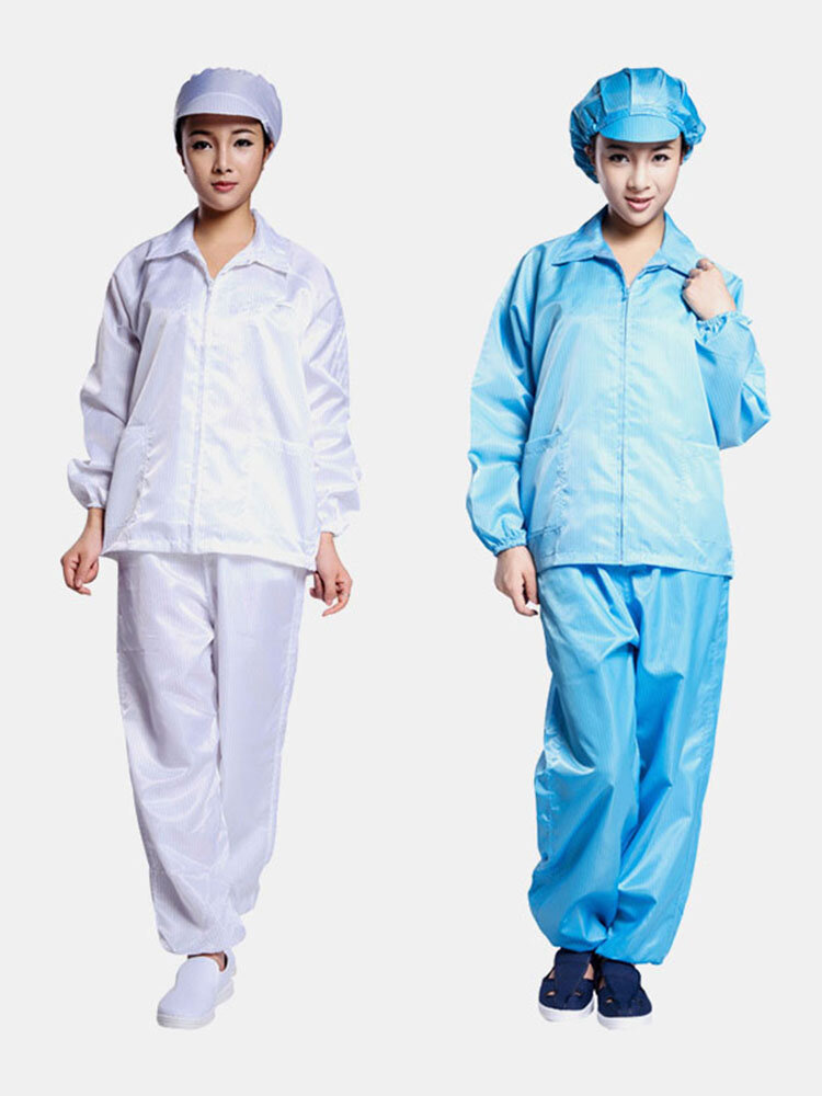 Anti-static Work Clothes White Blue Coat Clean Work Clothes Protective Suit 