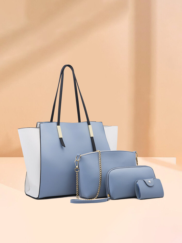 Women Artificial Leather Elegant Large Capacity Bag Set Tote Bag Daily Casual Handbag
