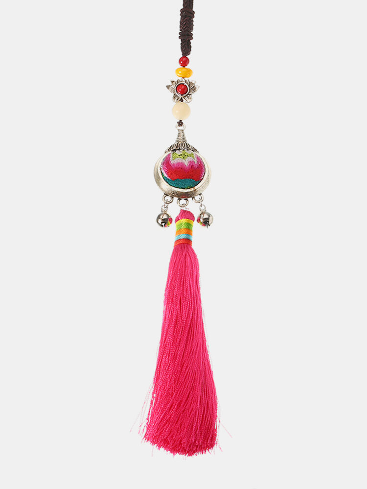 Women's Ethnic Necklace Embroidery Flower Beads Bell Necklace