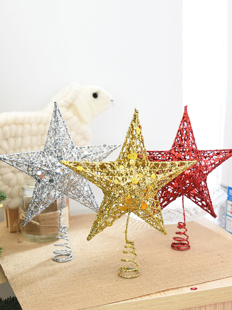 

Christmas Tree Topper Star Iron Christmas Star Tree Topper for Table Decor Colorful Craft DIY Access, Red