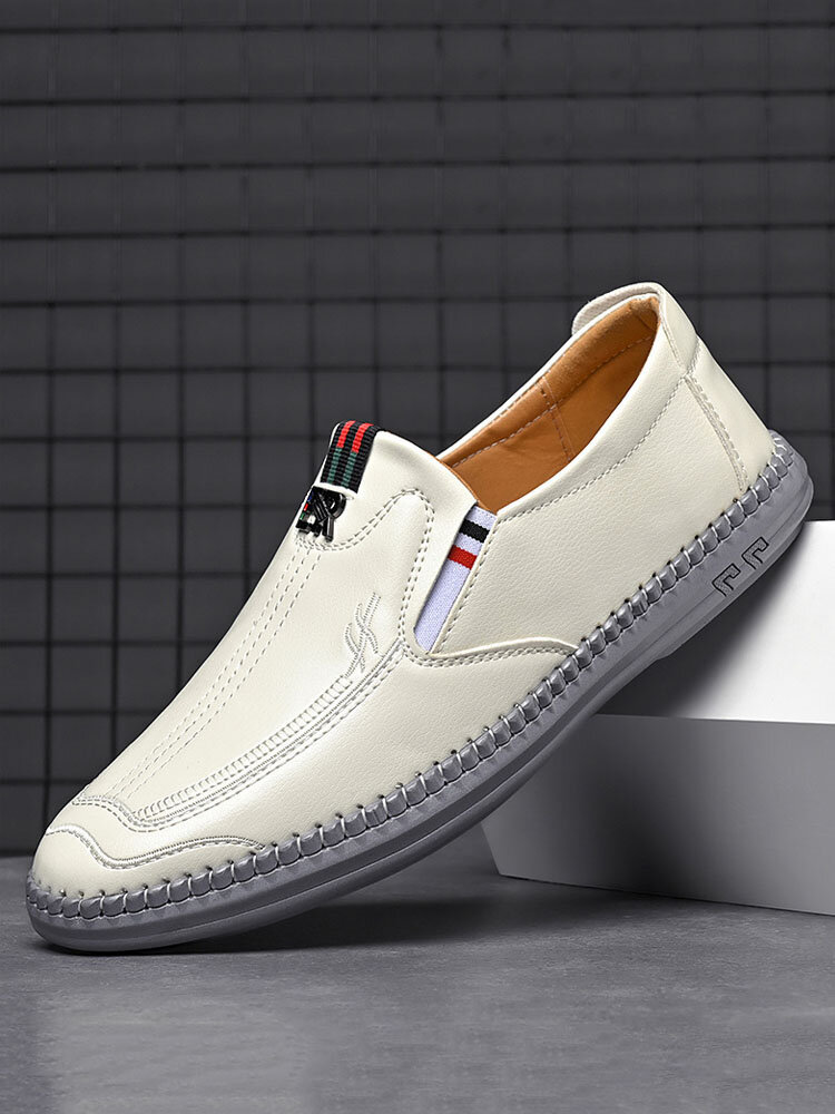 Men Hand Stitching Microfiber Leather Slip On Driving Casual Loafers Shoes