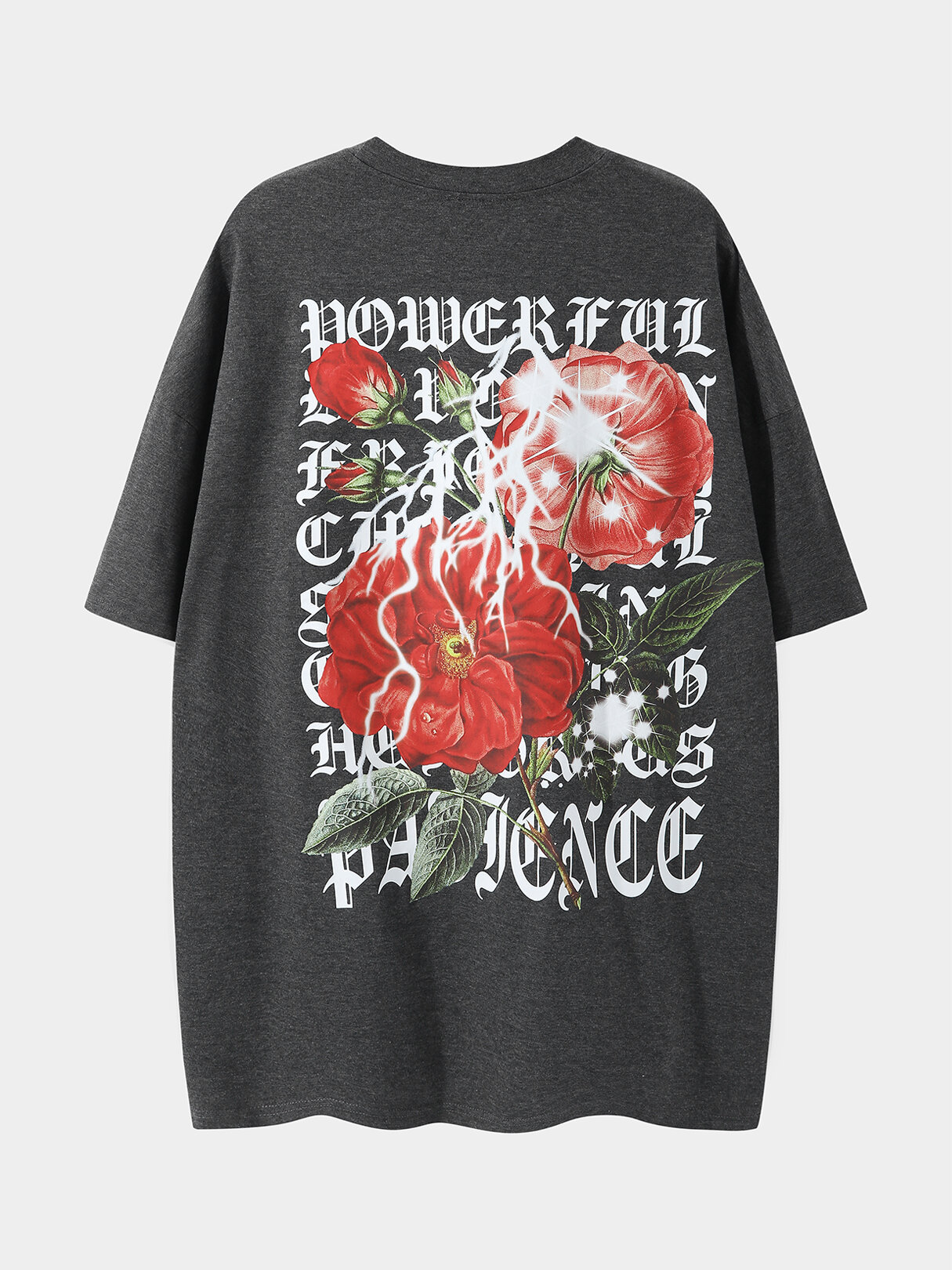 Men Floral And Gothic Letter Print T-Shirt