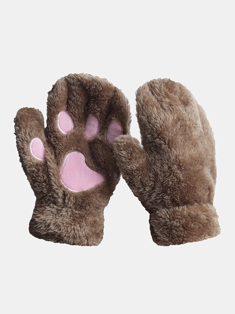 Cat Claw Gloves Half-finger Warm Plush Gloves