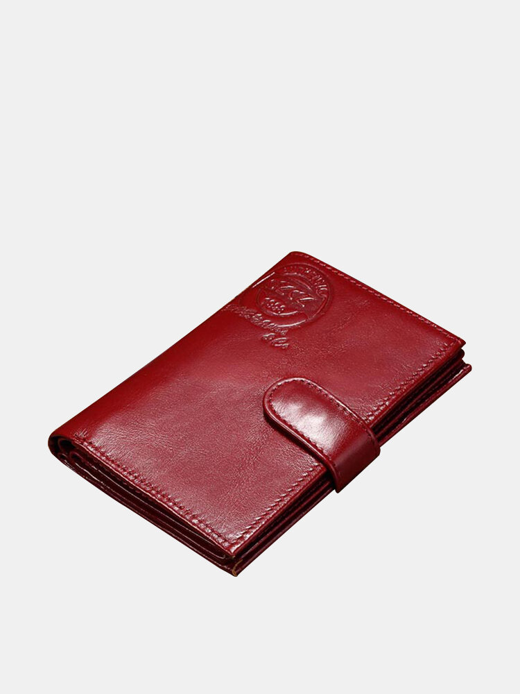 Women Genuine Leather Trifold Card Holder Small Short Wallets