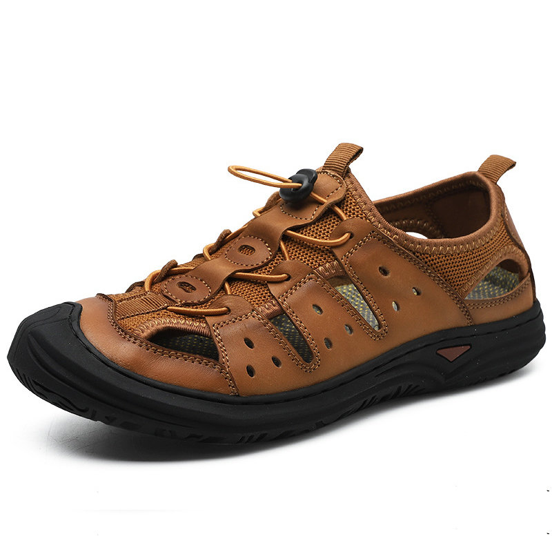Men Rubber Cap Toe Outdoor Soft Sole Slip Resistant Hiking Sandals