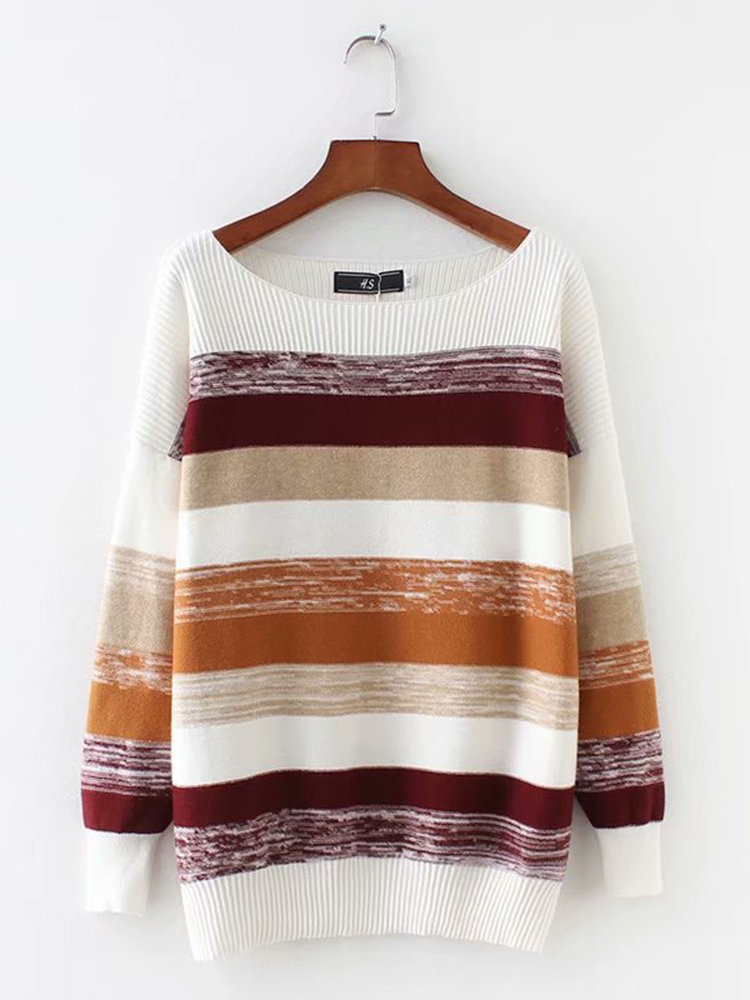 

Casual Print Crew Neck Long Sleeve Sweater, As picture shows