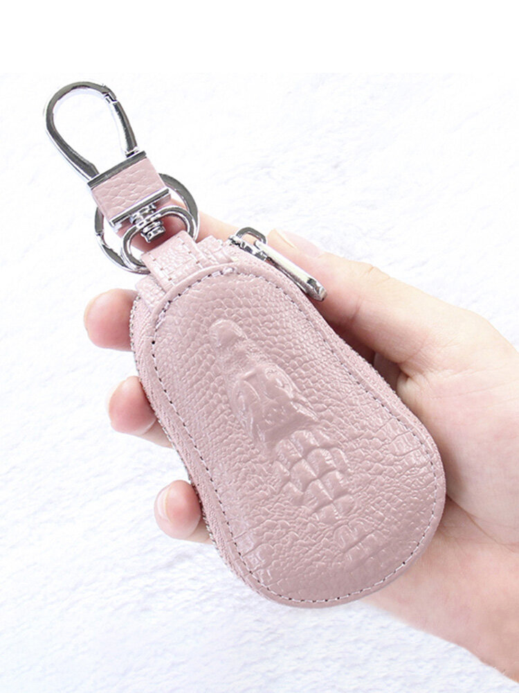 Women Men Genuine Leather Crocodile Pattern Wallet Car Key Bag Key Holder
