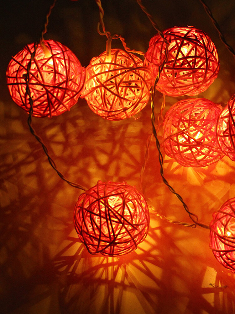 35 LED Rattan Ball String Light Home Garden Fairy Colorful Lamp Wedding Party 