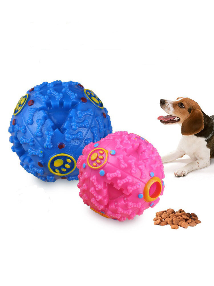 

Pet Leaking Ball Dog Toy Non-Toxic Rubber Pet Molar Toy Sounding Bite Strange Call Ball, Blue;black;pink