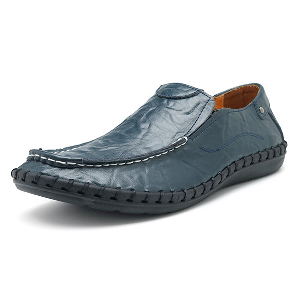 Large Size Men Hand Stitching Soft Slip Ons Casual Loafers