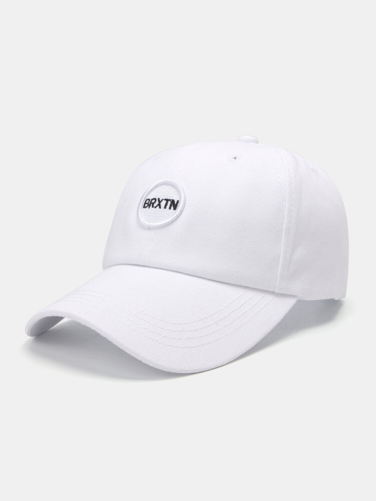 Unisex Cotton Solid Color Letter Round Label Embroidery All-match Sunshade Baseball Cap