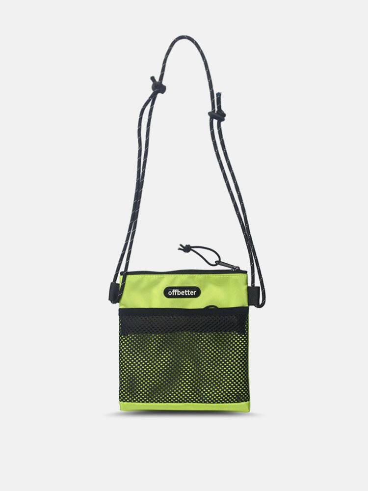 Men Nylon Contrast Color Patchwork Mesh Breathable Zipper Crossbody Bags Mini Envelope Bag Phone Bag