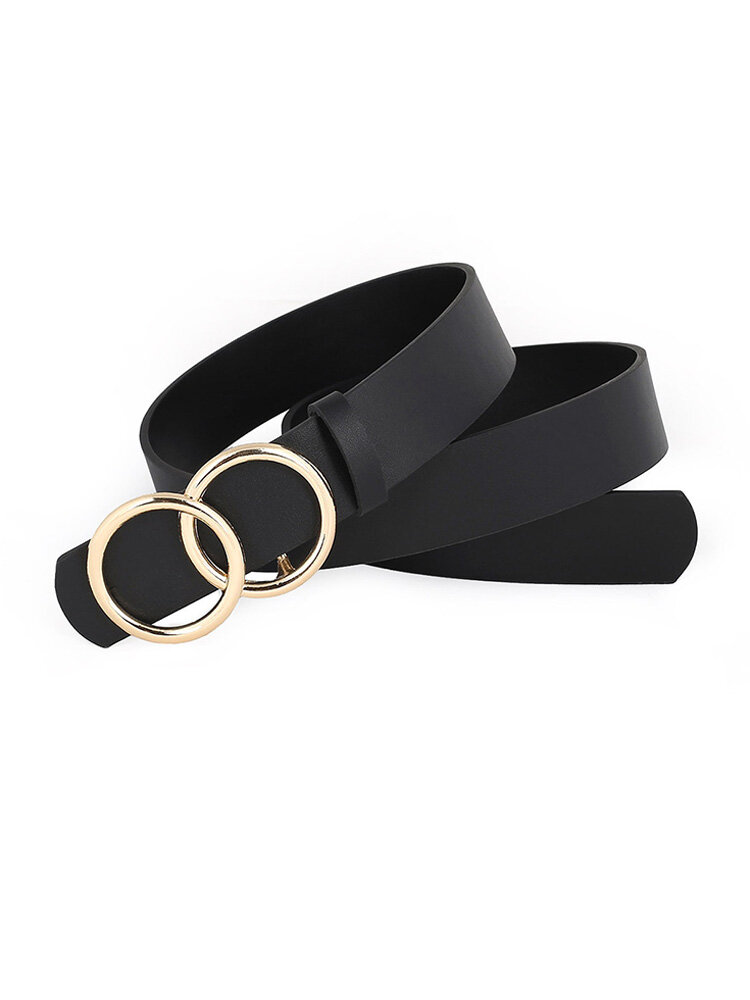 Women P90 Black Cute Soft Denim Dress Large Size Double Ring Buckle Belt