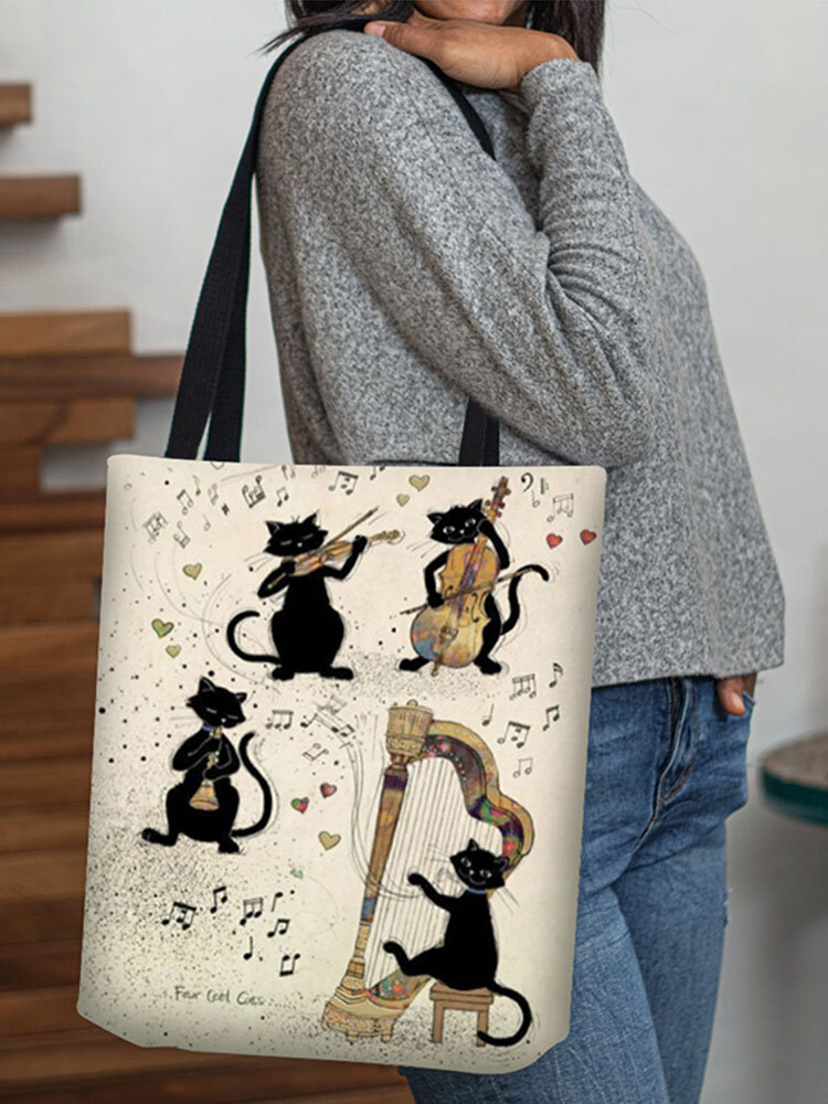 Women Cute Black Cat Handbag Shoulder Bag Tote