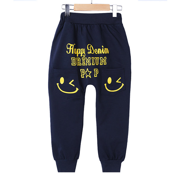 

Cute Smile Boy Girl Harem Pant Toddler Boys Long Pants Trouser Bottoms Big Boy Pants, Grey;navy