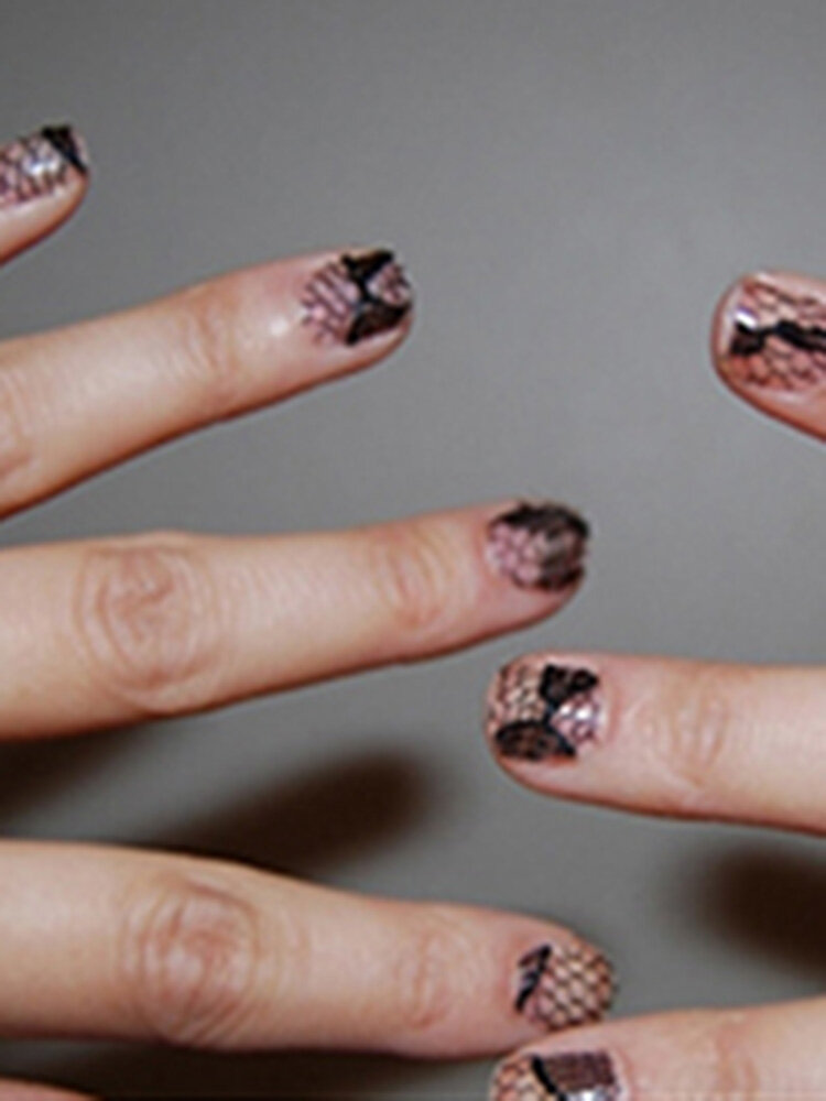 Black Lace Pattern Nail Art Transfer Foil Floral Sexy Nails Sticker DIY Star Paper Tips