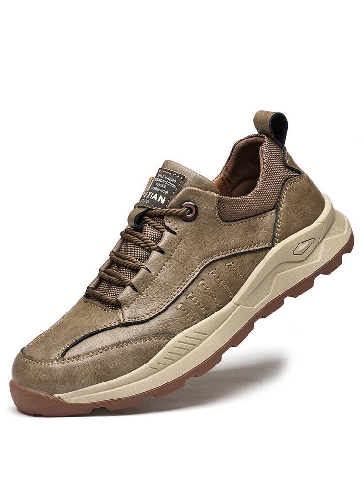 Men Cow Leather Non Slip Soft Sole Outdoor Casual Shoes
