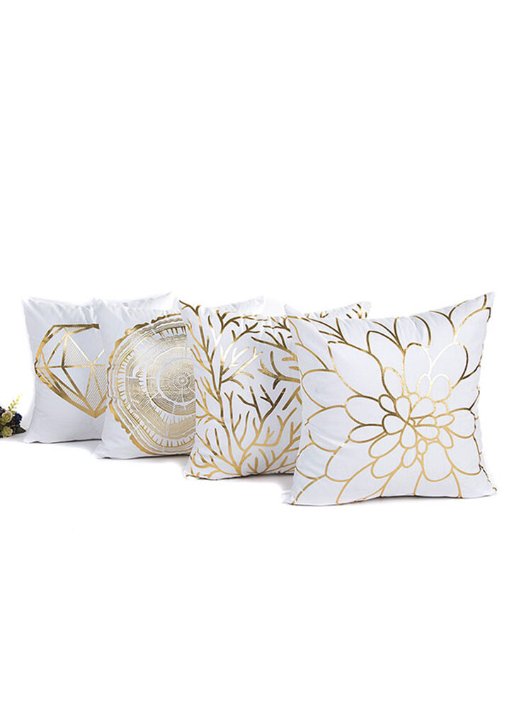 Bronzing Cushion Cover Gold Printed Decorative Throw Pillowcase Home Sofa Decor