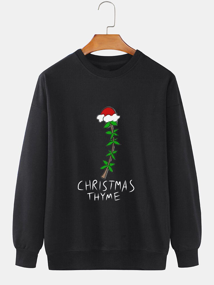 ChArmkpR Mens Christmas Element Print Crew Neck Loose Pullover Sweatshirts