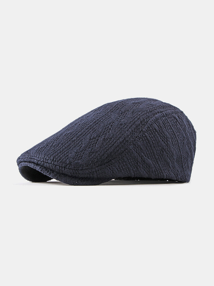 Men Autumn And Winter Casual Beret Hat  Forward Hat Knitted Peak Hat Flat Cap