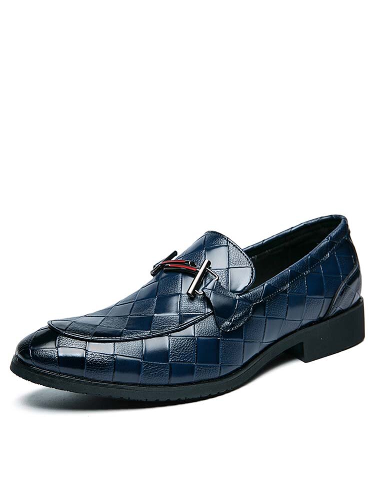 

Men Slip On Argyle Business Dress Shoes, Black;blue