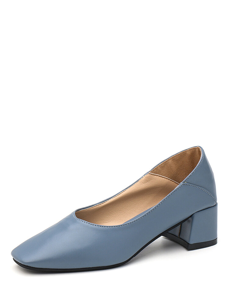 Women Slip On Solid Color Low-heeled Pumps Shoes