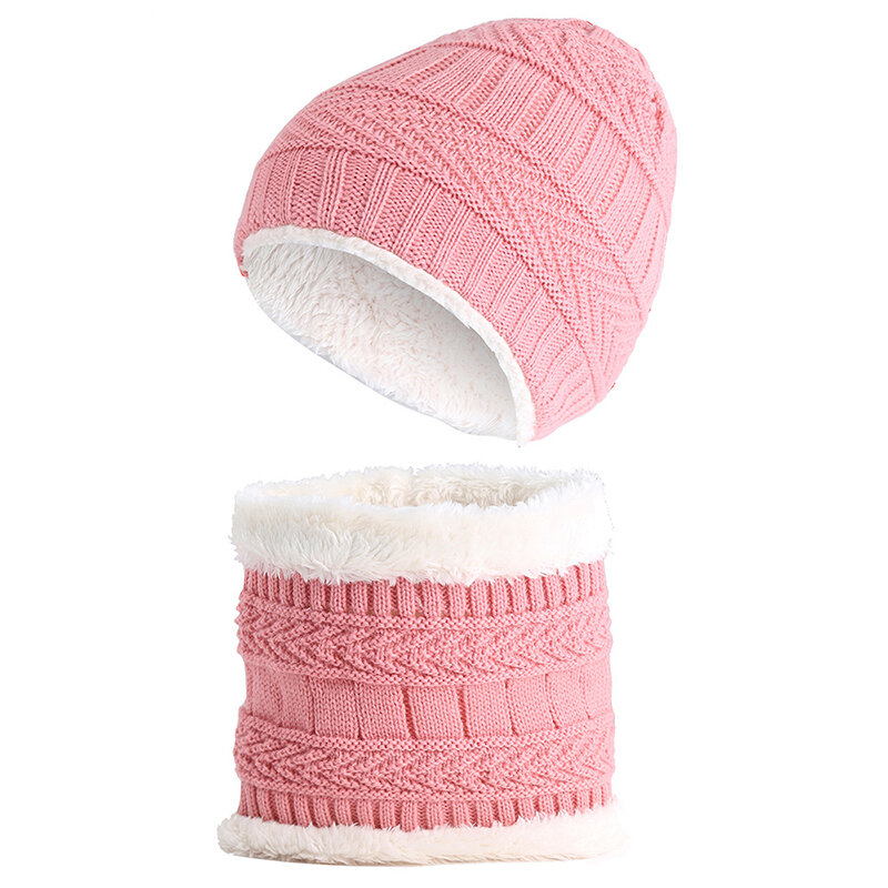 Kid's Fleece Warm Winter Knit Hat + Scarf Set For 1-8 Years