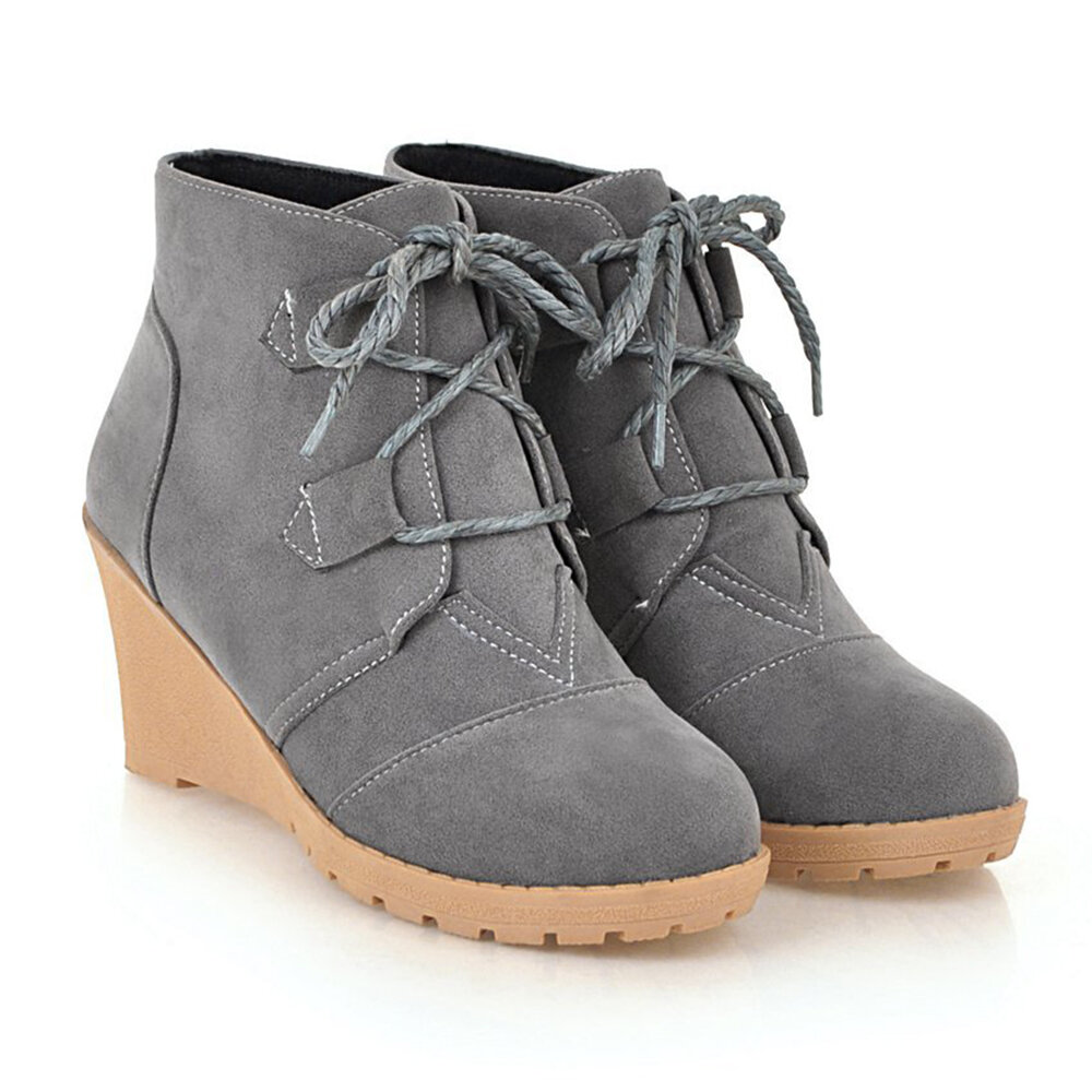 Bowknot Wedge Winter Ankle Boots