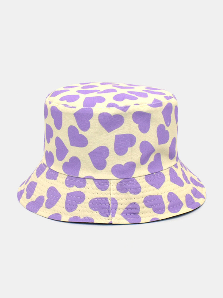 Women & Men Love Print Pattern Double-Sided Sunshade Bucket Hat