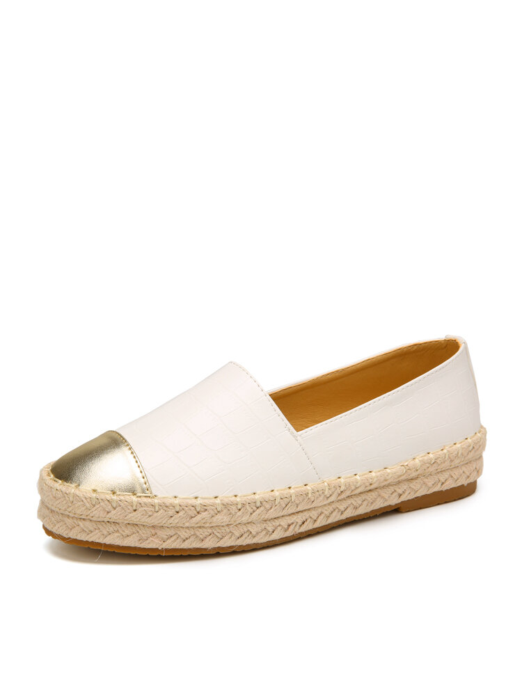 

Women Casual Splicing Slip On Espadrille Loafers Flats Fisherman's Shoes, White