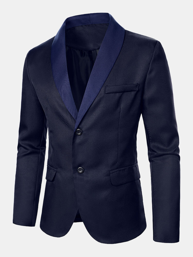 Men Contrast Collar Two Button Business Party Stylish Suits