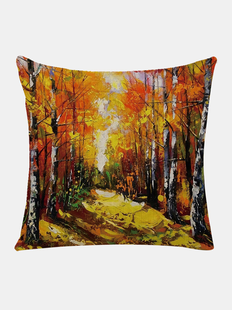

1 PC Oil Dimensional Landscape Painting Linen Home Bedroom Living Room Decoration Cushion Cover Throw Pillow Cover Pillo