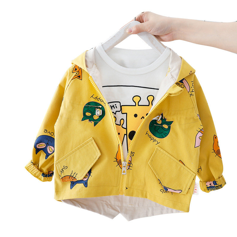 Children's Clothing Print Cute Hooded Shirt Coat