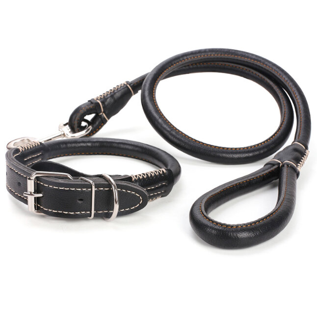 3 Colors Leather Dog Lead Leash Pet Lead Traction Rope For Large Dog