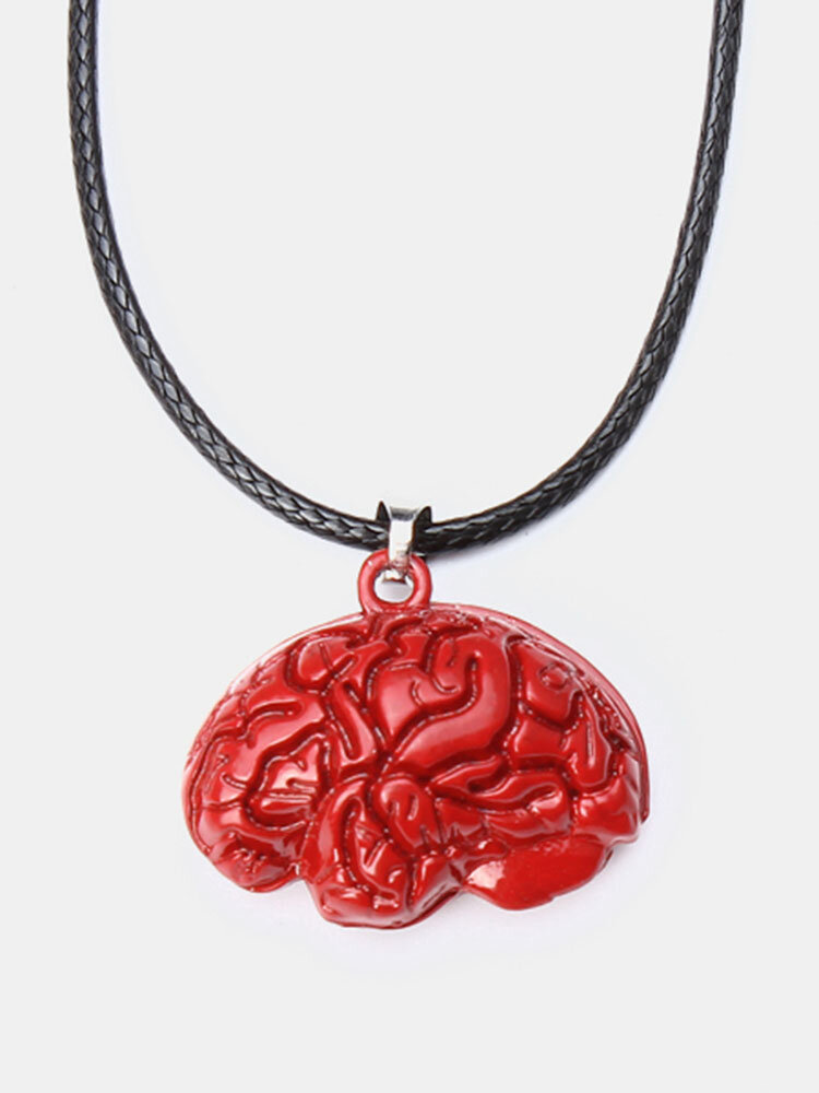 Brain Necklace Alloy Drip Red Brain Necklace for Halloween