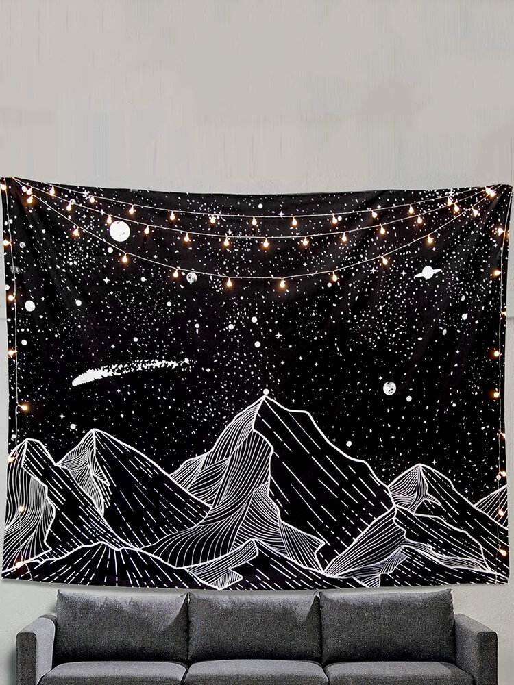 

Wall Hanging Mountain Moon Tapestry Star Black And White Art Tapestry Home Decoration